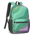 thumbnail image 2 of Green and Purple Marble Pattern 17" Waterproof Oxford School Backpacks for Teens, S-Shape Padded Straps, for School, Travel, Hiking, Camping, 2 of 5