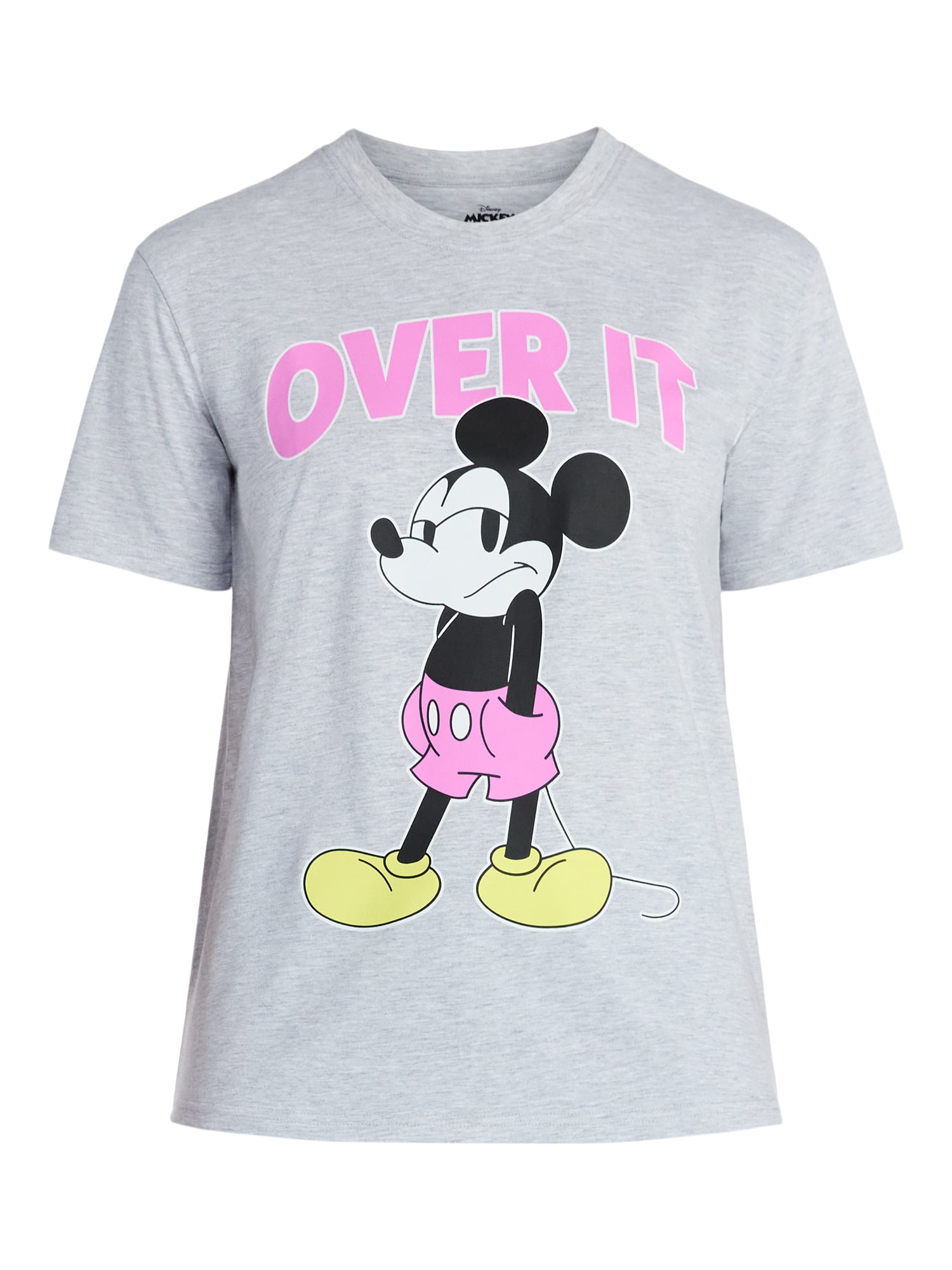 Mickey Mouse Women's Graphic Tee with Short Sleeves, Sizes XXS-XXL