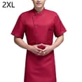 thumbnail image 2 of Uniforme de chef Delantal de cocina de manga corta Trajes de doble botonadura Camisas de costura cómodas para hombres Estilo simple para barra de café Rojo XXL Advancent LF000329-22, 2 of 7