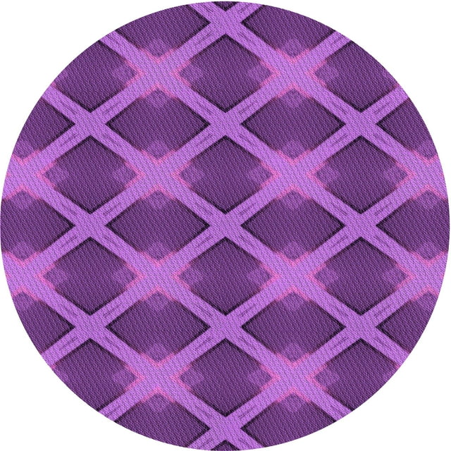 Ahgly Tapis Rond Lavable en Machine Intérieur Transitionnel Violet Vif, 3 Pieds Rond
