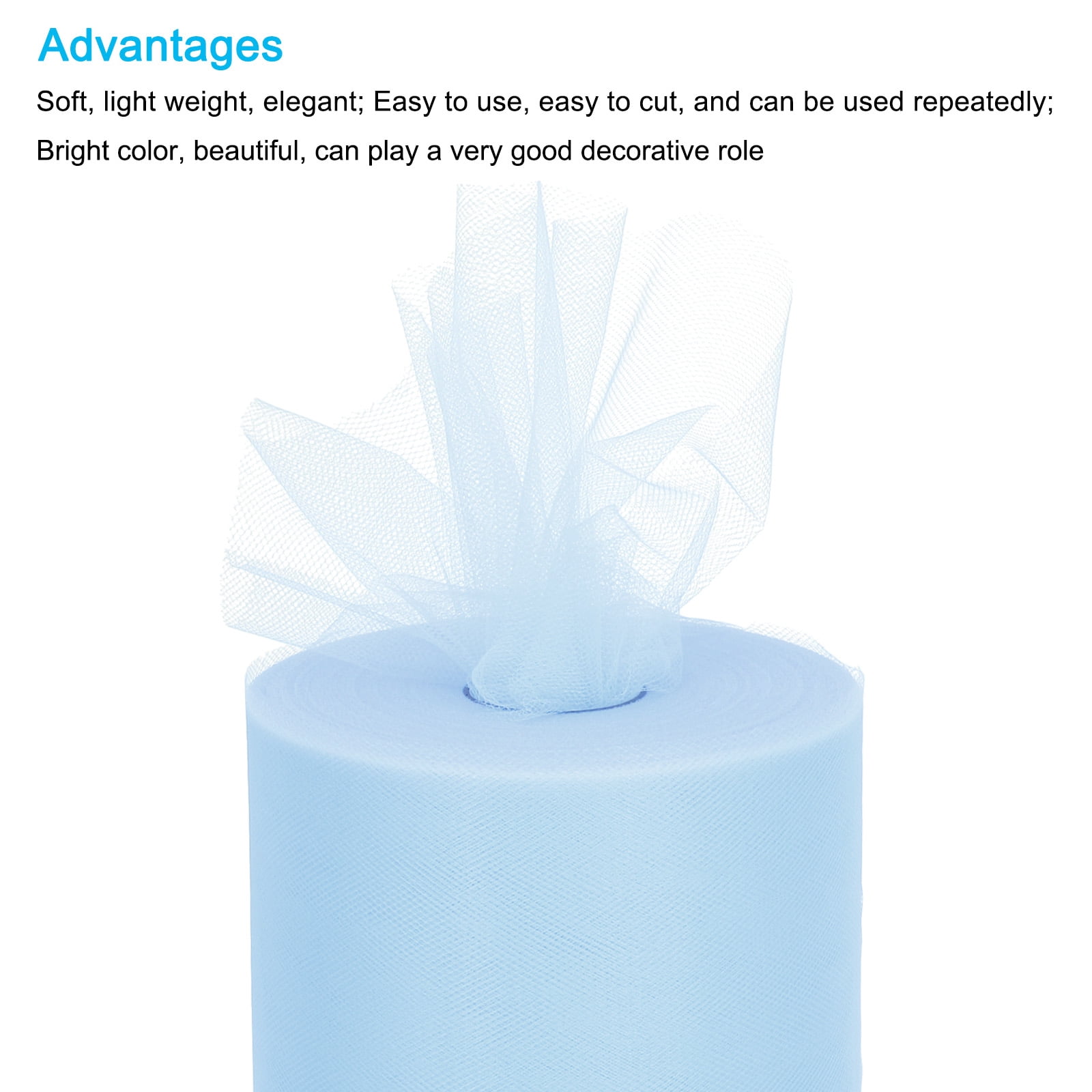 200 Yards Tulle Ribbon Rolls Netting Fabric Spools 6" Turquoise Blue for Christmas Wrapping Wedding DIY