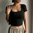 thumbnail image 2 of BangWanChi Ladies Tops Women's Summer Short Top With Women's Casual Short-sleeved T-shirt Short-sleeved Round Neck Top/shirt, 2 of 5