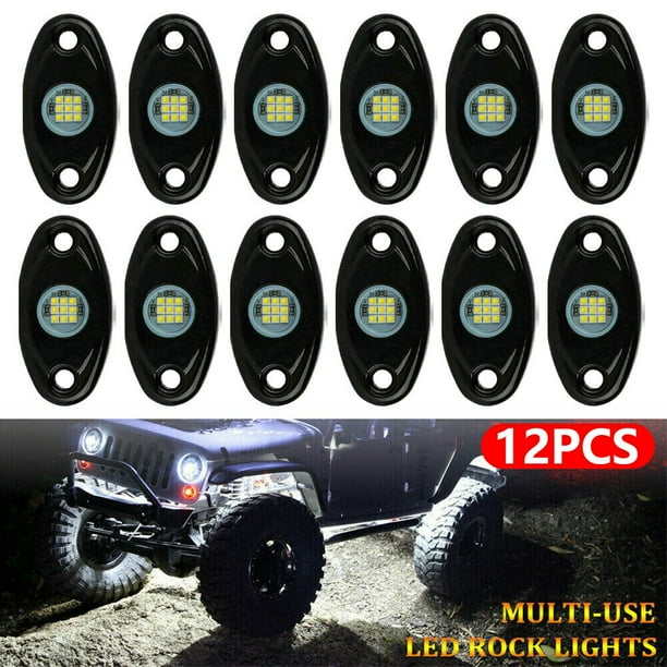 JahyShow White 12 Pods LED Rock Underbody Lights for JEEP Offroad Truck