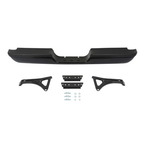 WaiRitoday Compatible with Dodge RAM 1500 2500 3500 Pickup 94-02 Steel Rear Step Bumper Assembly Black