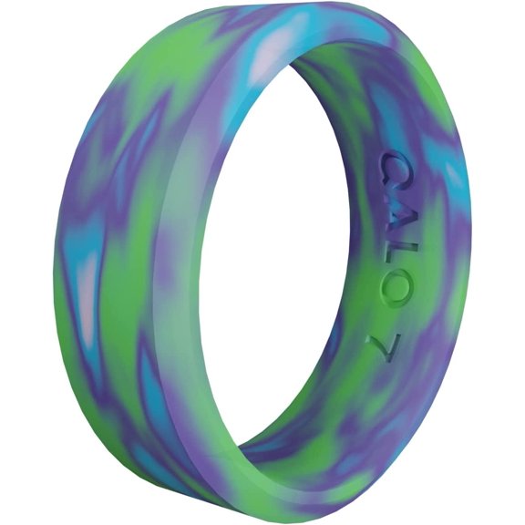 QALO Women's Aurora Purple Modern Silicone Ring – Durable Wedding Bands with Flexible Comfortable Fit – Skin-Friendly and Lightweight Design – Size 09