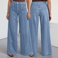 thumbnail image 4 of Women's High Waisted Wide Leg Jeans With Solid Color Front Denim Pants Casual Loose Pants With Functional Pockets Suitable For Daily Wear, 4 of 9