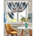 thumbnail image 3 of Waterfall Valances for Windows, Blue Brown Plaid Kitchen Sheer Valance Curtains, Modern Abstract Striped Gingham Checked Rod Pocket Elegant Swag Valances for Living Room Bedroom, 47.2"x38.5", 3 Panel, 3 of 8