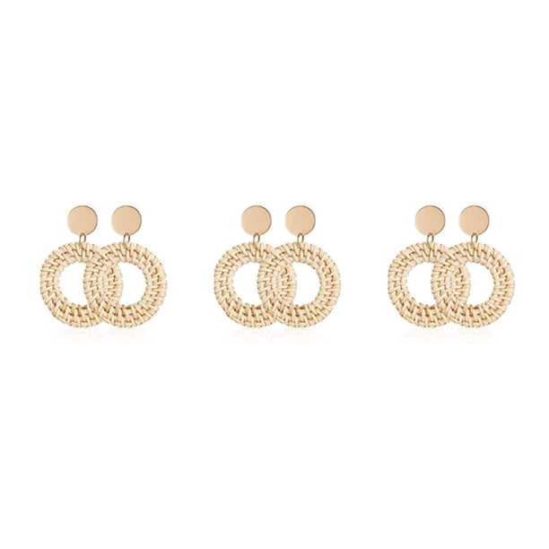 Qarigey Pendientes occidentales de estilo nacional con joyería de colgantes de oreja de cobre de hoja Blanco durchschnittlicher Code 3Conjunto