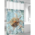 thumbnail image 4 of Sea Turtle Coastal No Hook Shower Curtain Waterproof, Bathroom Curtains with Snap in Liners and See Through Top Window, Teal Nautical Starfish Botanical Hotel Style Bathtub Curtains Shower 54"Wx78"L, 4 of 8