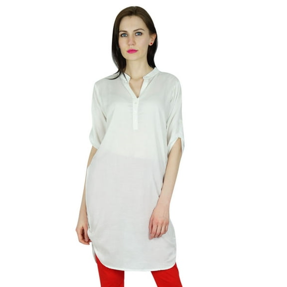 Bimba Women Chic Style Top Tunic Boho Bohemian Placket Blouse custom Kurti Kurta