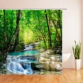 thumbnail image 2 of Nature Forest Waterfall Shower Curtain – Rainforest Natural Landscape – Green Trees, Sunshine, Tropical Jungle, Mossy Rocks – Summer Scenery Fabric Decor – Create a Tranquil Green Retreat in Your, 2 of 3