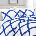 thumbnail image 3 of D.N.G. BEDDINGS 5 Piece Luxury Two Tone Diamond Ruffle Pattern Comforter Set Premium Super Soft, All Season 800 Thread Count 100% Egyptian Cotton Full/Queen Size Royal Blue/White Solid Color, 3 of 4