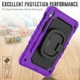 thumbnail image 4 of Case for Samsung Galaxy Tab S10 Lite/S10 FE/S9 FE/S9, 360 Rotating Stand Handle Pencil Holder Shoulder Strap Heavy Duty Shockproof Cover, Purple, 4 of 7