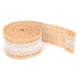 thumbnail image 5 of Cinta de arpillera con encaje blanco, rollo de yute natural para decoración DIY, embalaje de regalo, encaje dentado de 5 yardas y 5cm, 5 of 12