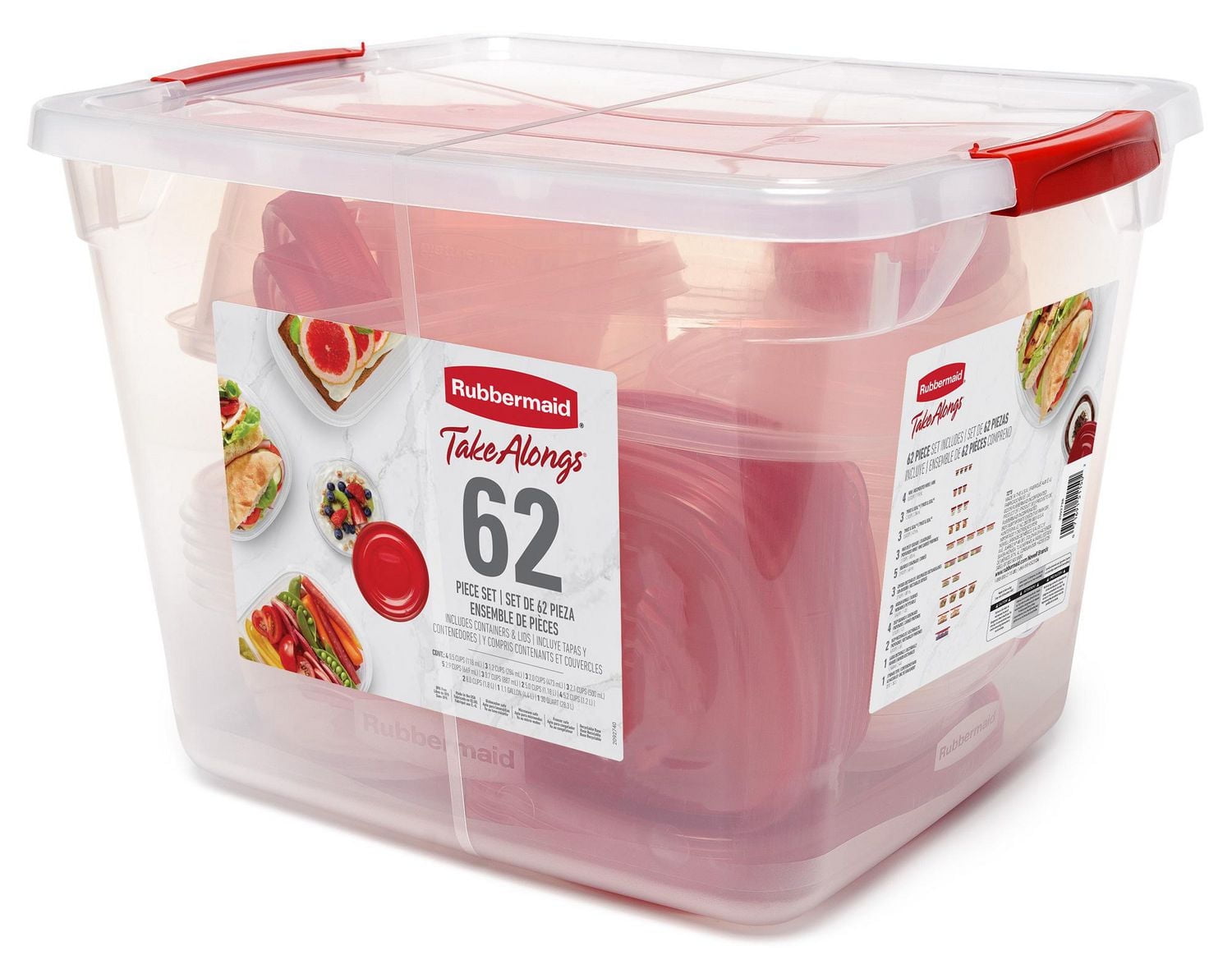 Rubbermaid TakeAlongs Food Storage Containers, Red, 62-Piece Set