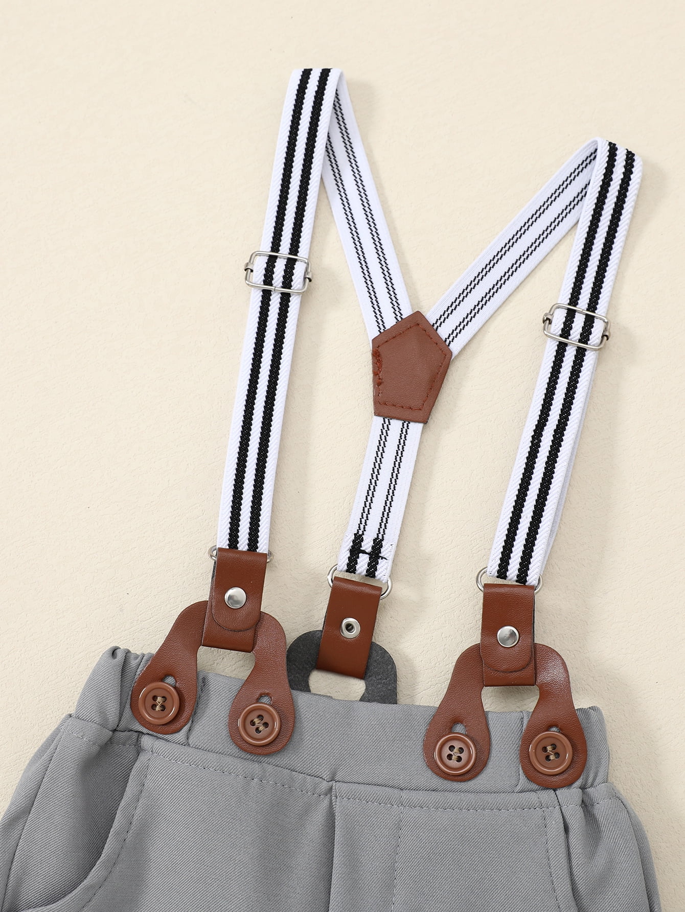 SANMIOI Infant Baby Boy Clothes 0-24 Months Gentleman's Suit Outfit Formal Shirt Suspender Pants Hat Bowtie 4pcs