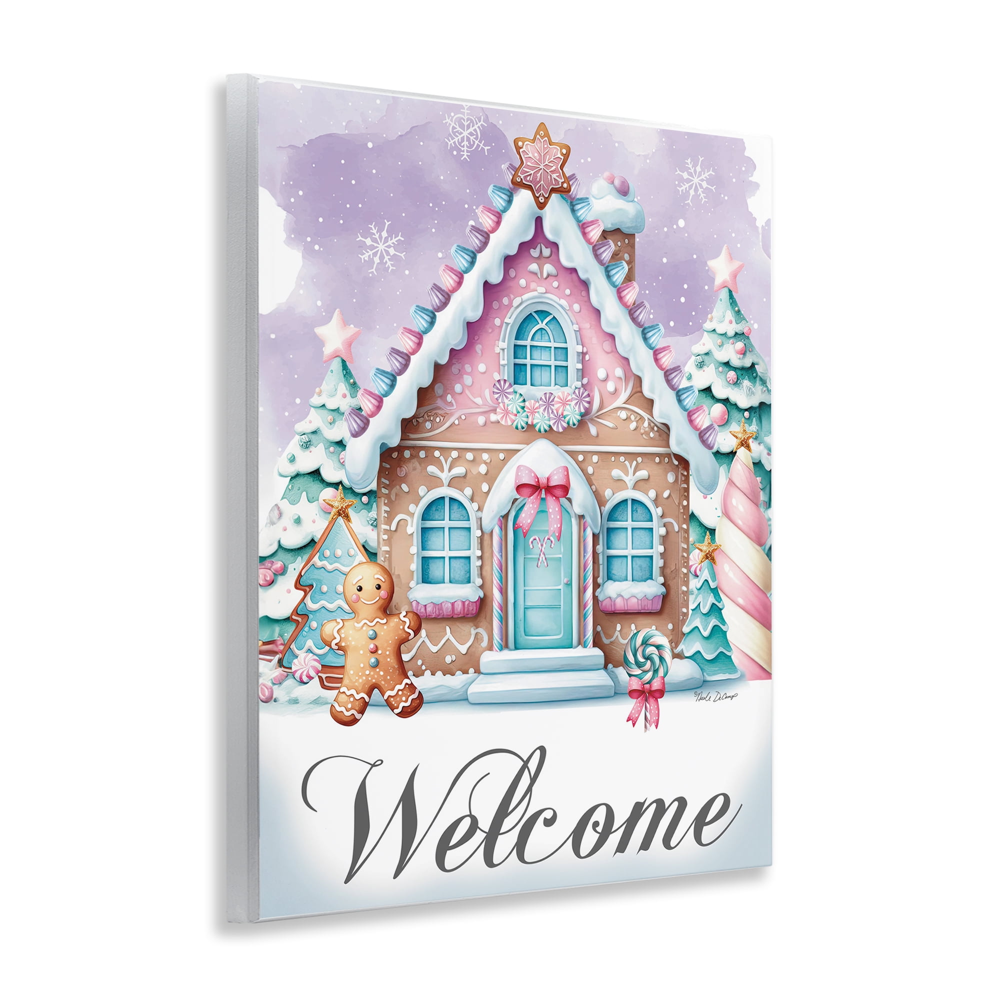 Stupell Industries Welcome Gingerbread House Holiday Painting Unframed Art Print Wall Art, 11 x 14