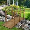 thumbnail image 2 of VINGLI 7.5 ft Garden Bridge Wooden Arch Footbridge Carbonized Brown Wood, 2 of 9