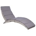 thumbnail image 1 of vidaXL Chaise Longue Pliante avec Coussin en Rotin Gris, 1 of 4