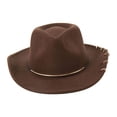 thumbnail image 4 of amagogo Cowboy Hat Cap Summer Big Brim Sunhat Women Men Props Versatile Cowgirl Hat Jazz Hat for Outdoor Carnival Party Winter Autumn Dark Brown, 4 of 9