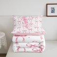 thumbnail image 5 of Manfei Coquette Bow Full Size Comforter Sets,Personalized Alphabet V Bedding Comforter Set,Pink Reversible,3 Pieces,1 Comforter and 2 Pillowcases, 5 of 7