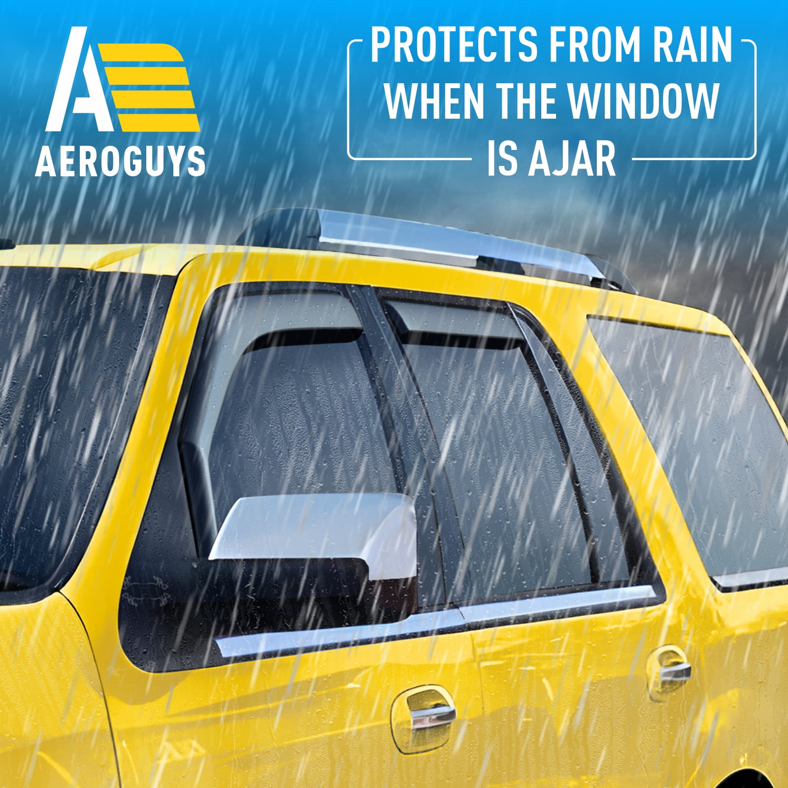 AEROGUYS In-Channel Window Deflectors Extra Durable Window Visors Rain Guards Fit for Lincoln Navigator 2007-2017, Sun Visors, Wind Deflectors, Vent Visors, Car Accessories - 4pcs. AG0551