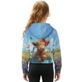 thumbnail image 2 of Xixirimido Highland Cow Butterfly Floral Truck Pattern Girls' Hoodies Sweatshirts Half Zipper Pullover Crop Tops with Pocket for Teen Girls Long Sleeve Sweater Size 11-12, 2 of 7