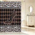 thumbnail image 2 of Erosebridal Cute Cheetah High Heels Shower Curtain 72Wx72L,Classic Geometric Plaid Bathroom Curtain,Tan Black, 2 of 5