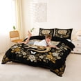 thumbnail image 2 of Metsweet Vintage Dragon Duvet Cover Queen, Gothic Moon Floral Queen Bedding, Gold White Black,Black Reversible,3-Piece,1 Duvet Cover and 2 Pillowcases, 2 of 6