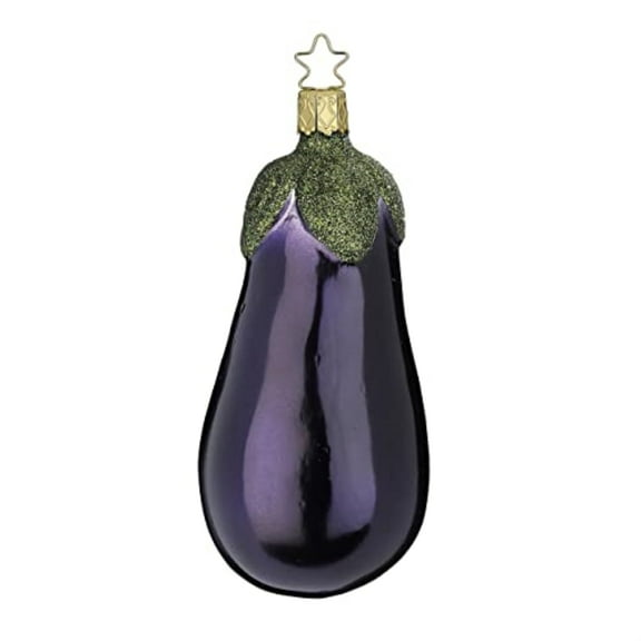 Inge Glas Purple Eggplant Aubergine German Glass Ornament FREE BOX 5 Inch