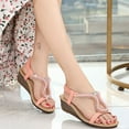 thumbnail image 2 of Mepaouo Women's Low Wedge Heels Summer Dressy Platform Sandals Elastic Ankle Strap Flower Shoes, 2 of 8