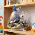 thumbnail image 6 of Junepar 7.9" Easter Acrylic Tabletop Art Flat Bunny & Egg Painting Ornament Spring Decor for Home Office Living Room & Easter Party Display, 6 of 6