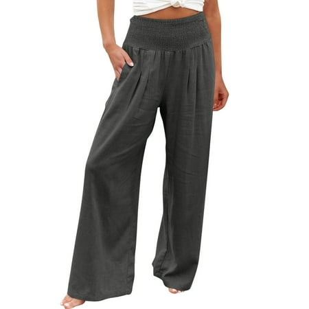 

Fatuov Women s Wide Leg Comfy Pants Casual Loose Yoga High Waisted Cozy Lounge Pajama with Pockets
