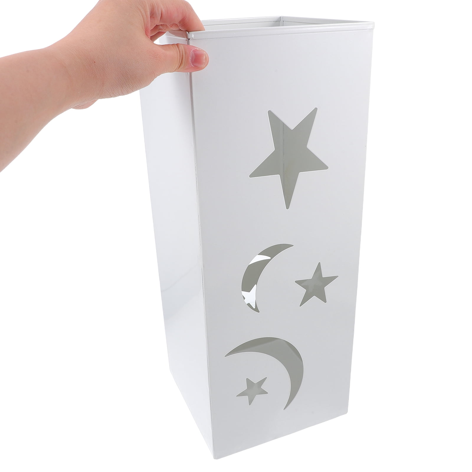 FOMIYES White Metal Umbrella Stand Indoor with Star and Moon Design, Umbrella Holder for Home and Office