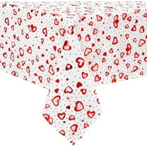 Valentine''s Day Tablecloth Rectangle 60 x 120 Inch, Love Heart Table Cloth, Waterproof Hot Stamping Dot Table Cover for Anniversary Wedding Party Holiday Kitchen Dining Room Decor, Glitter Red White