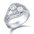 thumbnail image 2 of Pompeii 1 1/2 ct Two Stone Diamond Multirow Engagement Anniversary Ring 14k White Gold, 2 of 3