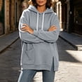 thumbnail image 6 of Cmfcve Women's Oversized Hoodies Long Sleeve Drop Shoulder Hooded Sweatshirts Side Slit Casual Fall Pullover Tops with Poc, 6 of 9