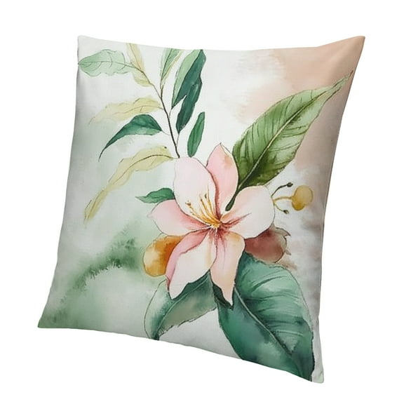 Autua Tropical Leaves Throw Pillow Covers Green and Pink Palm Leaf Decorative Pillows Case Soft Velvet Cushion Covers for Outdoor Couch Sofa Patio Decor 12x12in