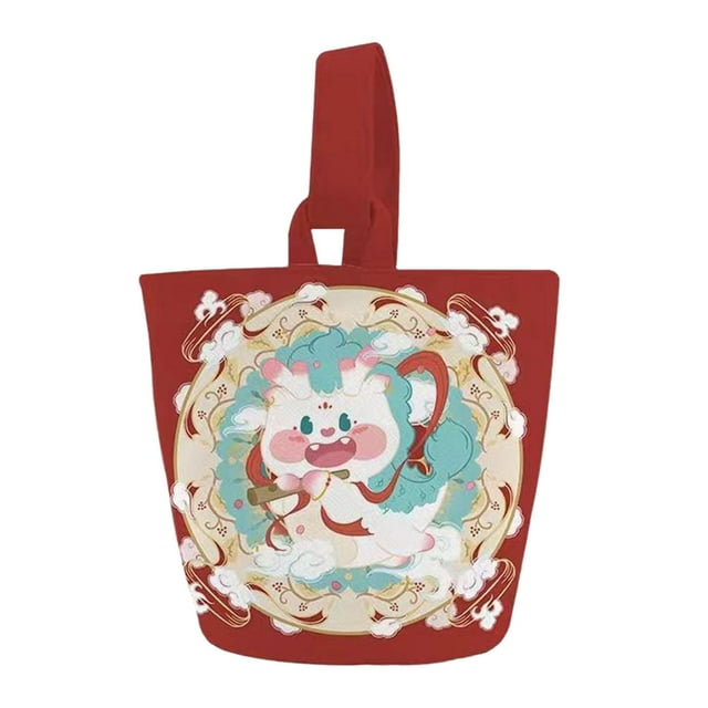 Bolsa de lona con diseño de dragón Yinane Estilo A reutilizable para mujer bolsa de compras lavable