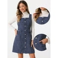 thumbnail image 2 of DARING DIVA Women's Tweed Square Neck A Line Pinafore Dresses S Navy Blue, 2 of 6