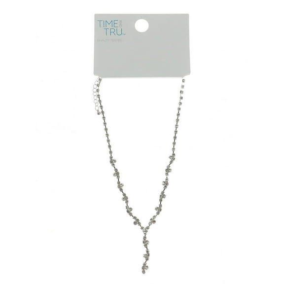 Time and Tru Woman's Stone Y Necklace, Rhodium