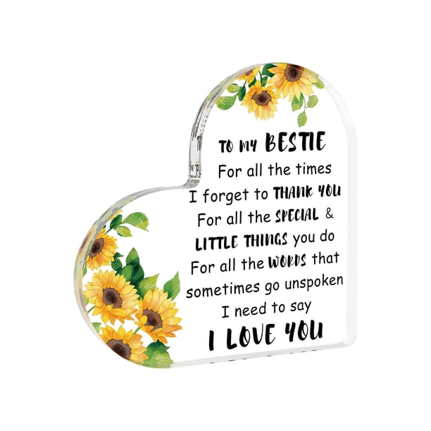 Ornamentos de Acrílico Transparentes en Forma de Corazón Bendición 10x10x1cm, Plástico Sólido con Palabras Especiales, Caja de Regalo Incluida, para Escritorio, Estante, Ventanal, Decoración Y Gratitu