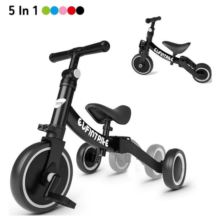 Besrey 5 in 1 Kids Tricycle Toddler Trike with Three Pedals for Boys Age 1 5 Years Baby Bike Frame 24 in Black Walmart
