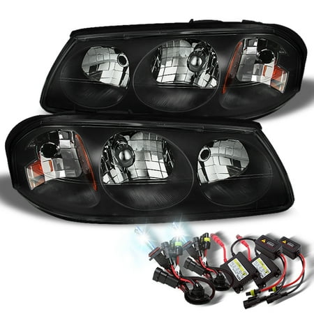 Fit 00 05 Chevy Impala Black Replacement Headlights 6000k White Fit 00 05 Chevy Impala Black Replacement Headlights 6000k White Hid
