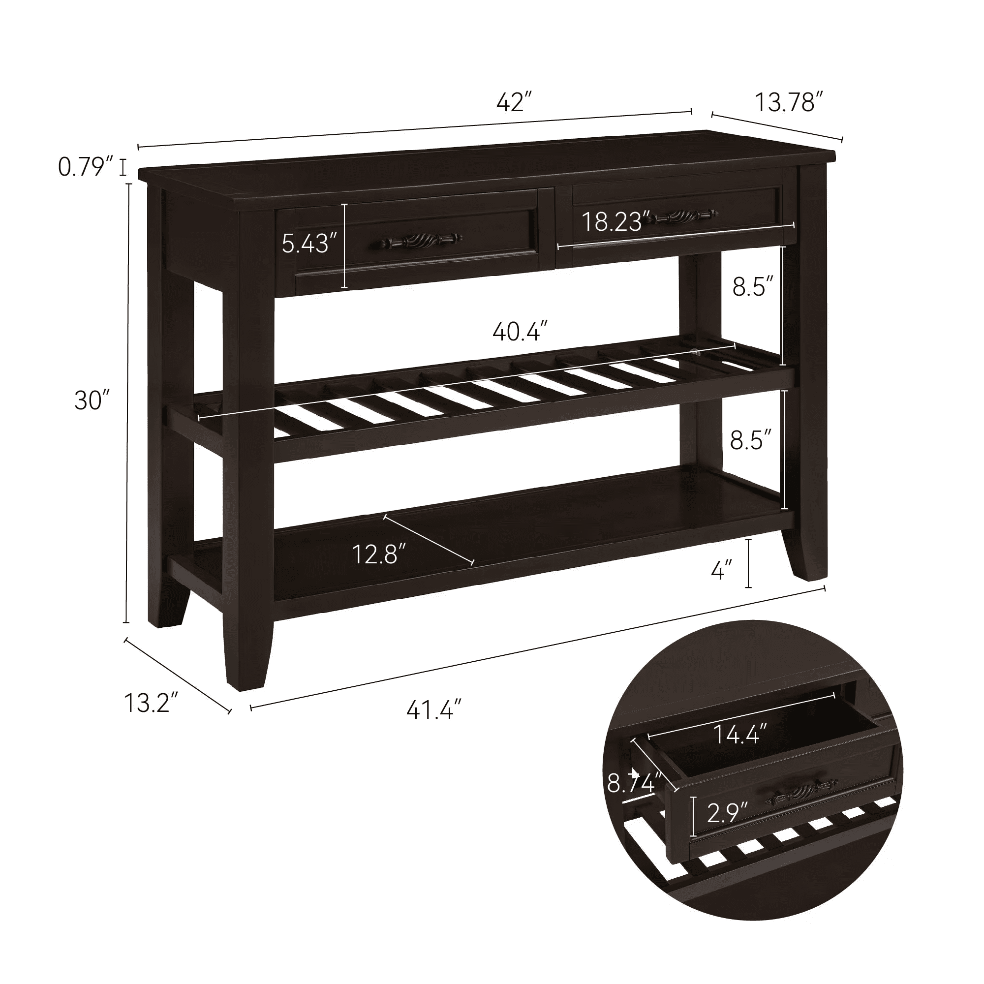Aukfa Narrow Console Table with Storage Drawer, Entryway Table, Sofa Table for Living Room, Coffee