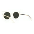 thumbnail image 4 of Womens Round Circle Lens Negative Space Wire Rim Cat Eye Sunglasses Gold - Gold Mirror, 4 of 4