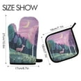 thumbnail image 2 of Yayeee Oven Mitts and Pot Holder Set of 4 Heat Resistant Kitchen Gloves Baking Hot Pad, Green Night Deer, 2 of 5