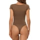thumbnail image 3 of INSPIRAR CHIC Body de Cuello Cuadrado para Mujeres del Día de la Madre, Camiseta de Manga Corta, Leotardo, Parte Inferior Breve, Tops M Marrón, 3 of 6