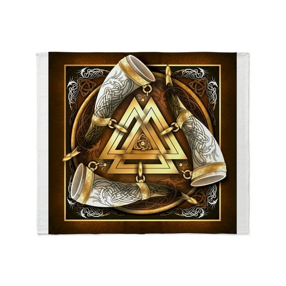 CafePress - Norse Drinking Horn Valknut Throw Blanket - Soft Fleece Throw Blanket, 50"x60" for All Ages