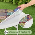 thumbnail image 5 of Boho Floral Pattern Round Tablecloth 44 Inch, Stretch Elastic for 38-42 Inch Tables, Liquid-Repellent, 5 of 7